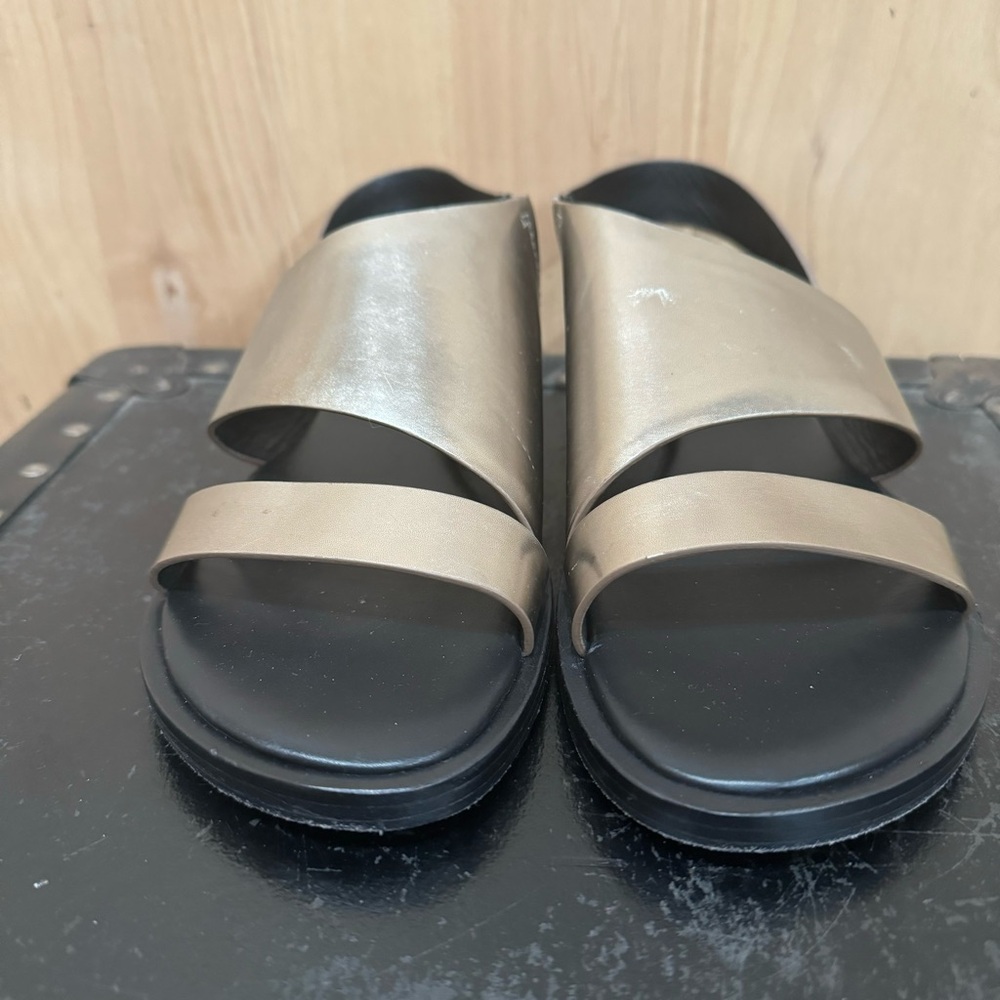 All Saints Leather Pewter Webber Flat Sandals Metallic Size EU 39 - Picture 16 of 16